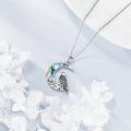 wholesale 925 Sterling Silver Moonstone & Abalone Shell Pendant with Bird and Mountains Design Necklace-0-3