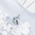 wholesale 925 Sterling Silver Moonstone & Abalone Shell Pendant with Bird and Mountains Design Necklace-0-3