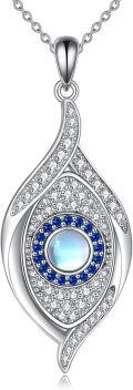 wholesale 925 Sterling Silver Teardrop Moonstone Evil Eye Pendant Necklaces for Women Blue Eyes s-0-0