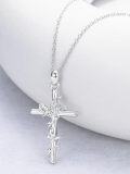 wholesale 925 Sterling Silver Rose Butterfly Cross Pendant Necklace for Women-0-1