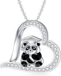 wholesale 925 Sterling Silver Graduation Panda Pendant Necklace for Women Girls - Always In My Heart Mother Daughter s-Blck