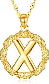 wholesale 14K Gold Sterling Silver 26 Letter Pendant Necklace 18 +2 Chain Gift-X