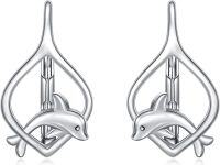 wholesale 925 Sterling Silver Pink Angel Wing Rabbit Hoop Earrings for Women Gifts-Dolphin