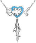 wholesale 925 Sterling Silver Shark Heart Fish Pendant Necklace Ocean s for Women-0-0