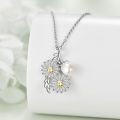 wholesale 925 Sterling Silver & Pearl Daisy Necklace for Women – Elegant Spring Floral Jewelry Gift-0-3