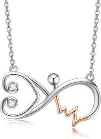 wholesale 925 Sterling Silver Infinity Love Heart Pendant Necklace with Crystal Elements and Rose Gold Accents - Sympathy s for Women-Infinity Heartbeat