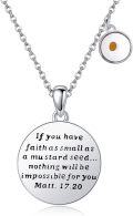 wholesale 925 Sterling Silver Metal Stone Mustard Seed Bible Verse Pendant Necklace Faith Jewelry-0-0