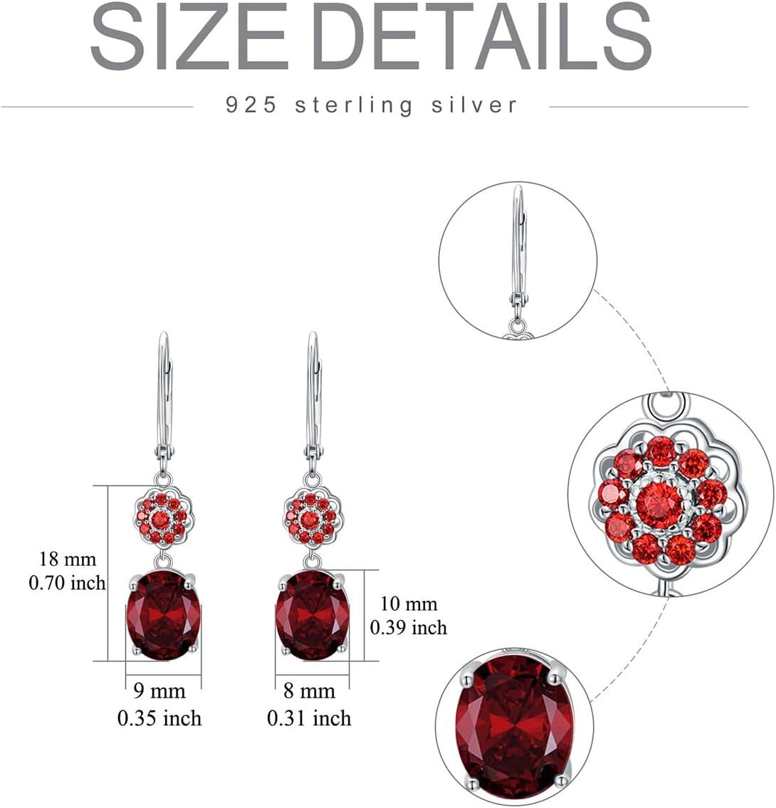 Sterling Silver 3ct Genuine Gemstone 10x8mm Oval Birthstone Drop Earrings-0-2