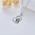 wholesale 925 Sterling Silver Panda Heart Pendant Necklace with Cubic Zirconia for Women and Girls-0-4