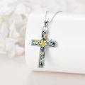 wholesale 925 Sterling Silver Cross Pendant With Mother Of Pearl And Gold Flowers-0-1