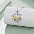 wholesale 925 Sterling Silver Gold-Plated Bee & Cubic Zirconia Heart Pendant Necklace - Mother & Baby Bee Design - Hypoallergenic Jewelry Gift for Women-0-2