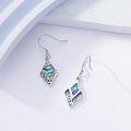 wholesale 925 Sterling Silver Abalone Shell Cubic Zirconia-Shaped Drop Earrings with Intricate Scrollwork Design-0-2