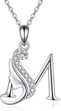 wholesale Sterling Silver Alphabet A Z Initial Letter Pendant Necklace for Women Jewelry Gifts-M