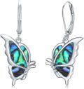 wholesale 925 Sterling Silver Abalone Shell Butterfly Drop Earrings for Women-0-0