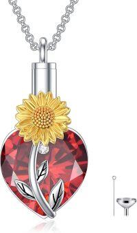 wholesale 925 Sterling Silver 12 Birth Month Flowers Urn Necklace for Ashes-7-Sunflower Urn
