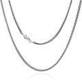 wholesale 925 Sterling Silver 2mm 3mm Franco Chain Oxidized Square Foxtail Necklace for Men Women-0-0