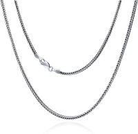 wholesale 925 Sterling Silver 2mm 3mm Franco Chain Oxidized Square Foxtail Necklace for Men Women-3mm-20 Inch