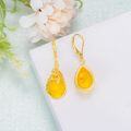 wholesale Gold Teardrop Shape Gemstone Leverback Drop Earrings - 925 Sterling Silver Opal & Yellow Jade s for Her-0-4