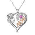 TOUPOP Sterling Silver & Mom's Birthstone Necklace For Women-0-0