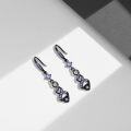 wholesale 925 Sterling Silver Purple Crystal Twist Flower Drop Earrings  for Women-0-1