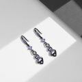 wholesale 925 Sterling Silver Purple Crystal Twist Flower Drop Earrings  for Women-0-1
