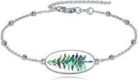 wholesale 925 Sterling Silver Abalone Shell Leaf Design Bracelet for Women Gifts for Skiing and Hiking Enthusiasts-Silver-Pine Tree Bracelet