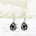 wholesale 925 Sterling Silver Black Onyx Butterfly Teardrop Leverback Dangle Earrings-0-1