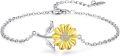wholesale 925 Sterling Silver Yellow Daisy Flower Charm Chain Bracelet & Anklet Set Gifts for Women-0-0