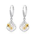 wholesale 925 Sterling Silver Bee And Flower Drop Earrings-0-0