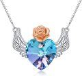 wholesale TOUPOP Angel Wings Pendant Necklace With Purple Heart Crystal Jewelry For Women Her Wife Christmas Birthday Gifts -0-0