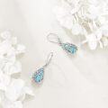 wholesale 925 Sterling Silver Turquoise Teardrop Filigree Leverback Earrings-0-3