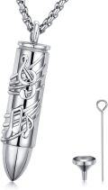 wholesale 925 Sterling Silver Musical Notes Bullet Cremation Jewelry Keepsake Urn Necklace with Funnel and Fill Tool-0-0