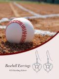 wholesale 925 Sterling Silver Softball Heart Pendant Necklace for Girls and Women-0-11