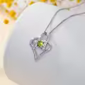 TOUPOP Sterling Silver Peridot Necklace August Birthstone Heart Jewelry-0-2