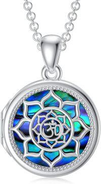wholesale 925 Sterling Silver Lotus Locket Necklace with Picture Holder - Adjustable Chain, Dainty Jewelry Gift for Birthday, Anniversary, Christmas-A-Om Lotus locket only