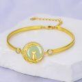 wholesale 14K Gold Plated Sterling Silver Jade Bracelet for Women Lotus Sunflower Tree of Life Hummingbird Dragonfly Bee Butterfly Cat Birthday Mothers Day Gifts for Mom Grandma-0-3