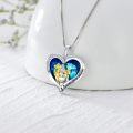 wholesale S925 Sterling Silver & Blue Crystal Heart Necklace for Mom, 2 Daughters - 18 Chains, Hypoallergenic, 14K Gold Plated Gift for Women-0-1