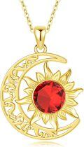 wholesale 925 Sterling Silver Gold Plated & 5A Cubic Zirconia Moon Sun Pendant Necklace with Turquoise Birthstone, Hypoallergenic Gift for Women-0-0