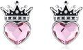 wholesale 925 Sterling Silver Pink Crystal Crown Heart Stud Earrings - Gifts for Daughters & Granddaughters-0-0