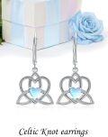wholesale Celtic Knot Earrings For Women Sterling Silver Irish Celtic Knot Dangle Earrings Moonstone Earrings Love Dangle Heart Earrings Celtic Jewelry For Women Christmas Birthday Valentine's Day Anniversary Mothers Day -0-2