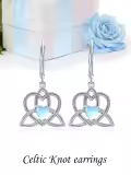 TOUPOP Sterling Silver Moonstone Celtic Knot Heart Dangle Earrings-0-2