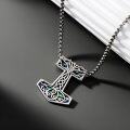 wholesale 925 Sterling Silver Tree of Life Pendant with Abalone Shell Inlay Norse Thors Hammer Mjolnir Necklace for Men & Women-0-2