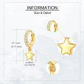 wholesale Gold 925 Sterling Silver Star Dangle Hoop Earrings for Women and Girls-0-2