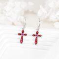 wholesale 925 Sterling Silver & Birthstone Cross Earrings for Women, Hypoallergenic Faith Jewelry Gift, 36.1mm-0-2