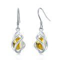 wholesale 925 Sterling Silver Twisted Design Yellow Gemstone Drop Earrings-0-0