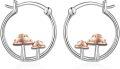 wholesale 925 Sterling Silver Mushroom Studs Hoop Earrings for Women Girls Forest Nature  Idea 48x36mm-0-0