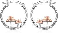 wholesale 925 Sterling Silver Mushroom Studs Hoop Earrings for Women Girls Forest Nature  Idea 48x36mm-Mushroom
