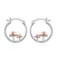 wholesale 925 Sterling Silver Mushroom Studs Hoop Earrings for Women Girls Forest Nature  Idea 48x36mm-0-0