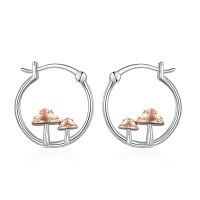 wholesale 925 Sterling Silver Mushroom Studs Hoop Earrings for Women Girls Forest Nature  Idea 48x36mm-Mushroom