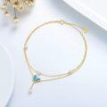wholesale 14K Gold Blue Opal Butterfly Pearl Charm Ankle Anklet for Women Girls (7-9 inch)-0-4